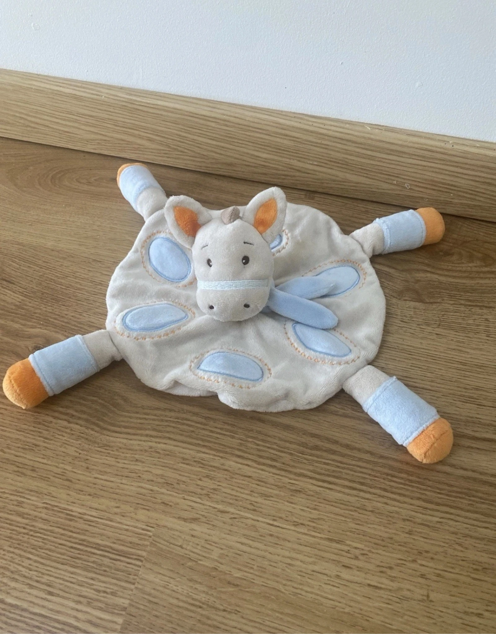 Doudou plat cheval kimbaloo Beige Bleu Orange